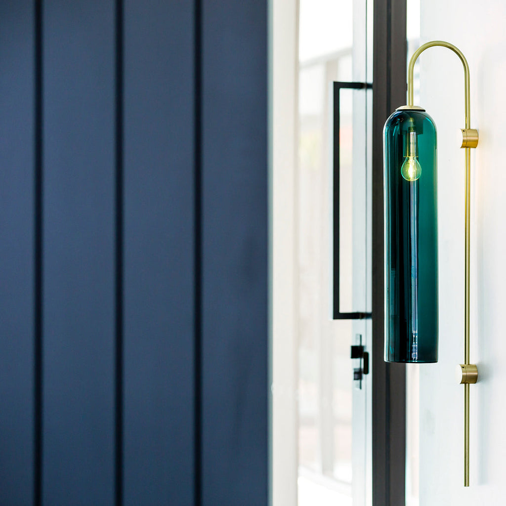 Contemporary Glass Wall Light - W 19cm x H 80cm Metal, Plug-In Wall Sconce, detail 30