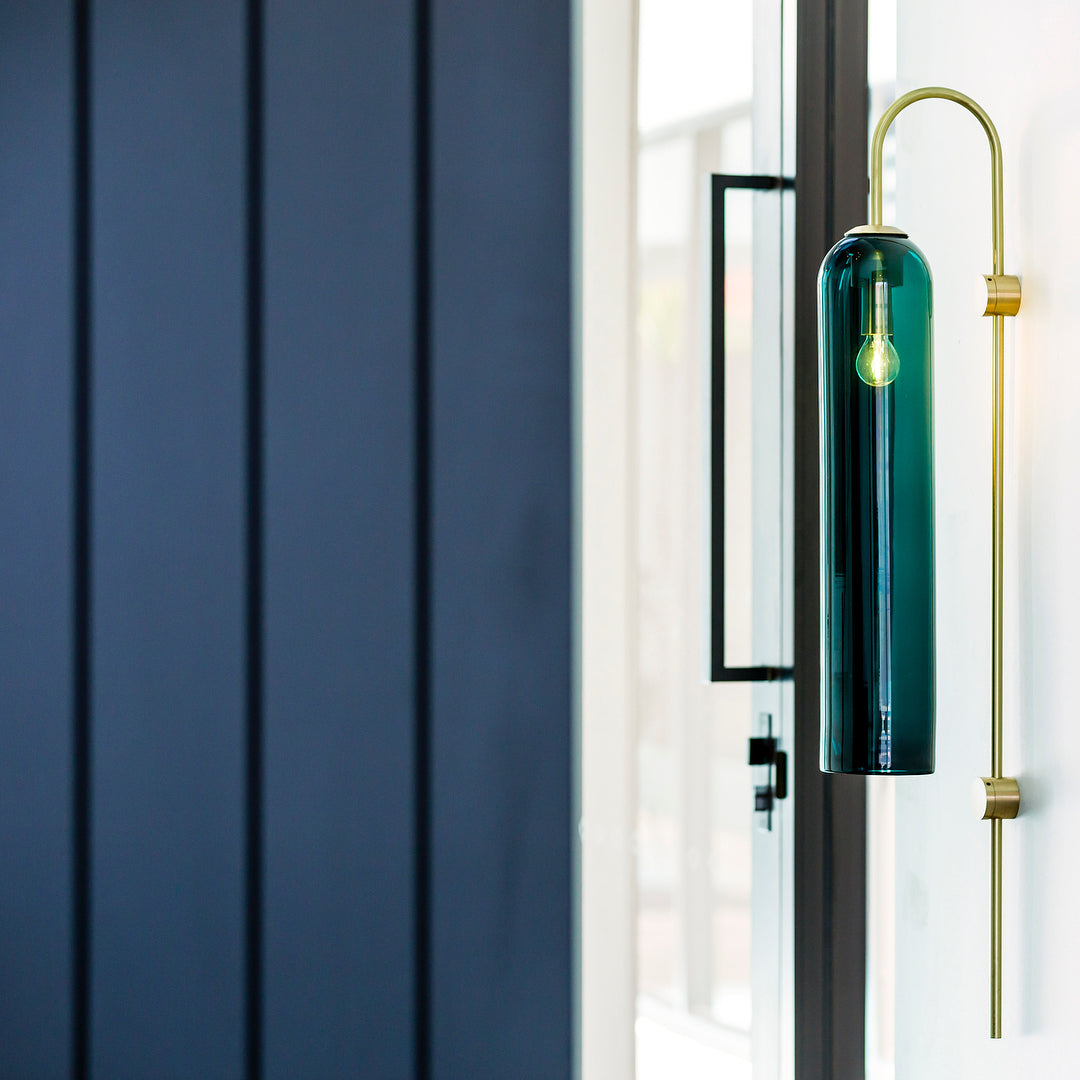 Contemporary Glass Wall Light - W 19cm x H 80cm Metal, Plug-In Wall Sconce, detail 30