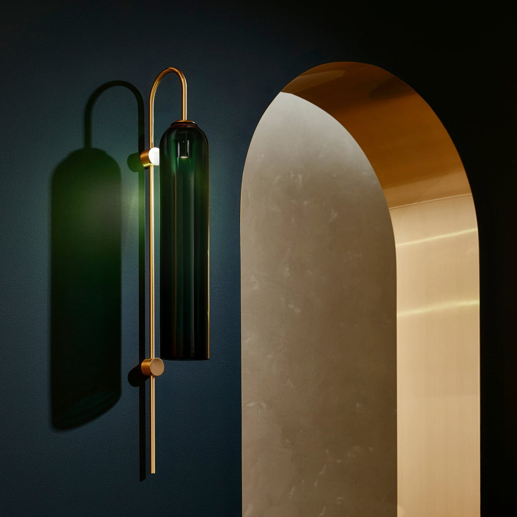Contemporary Glass Wall Light - W 19cm x H 80cm Metal, Plug-In Wall Sconce, detail 6