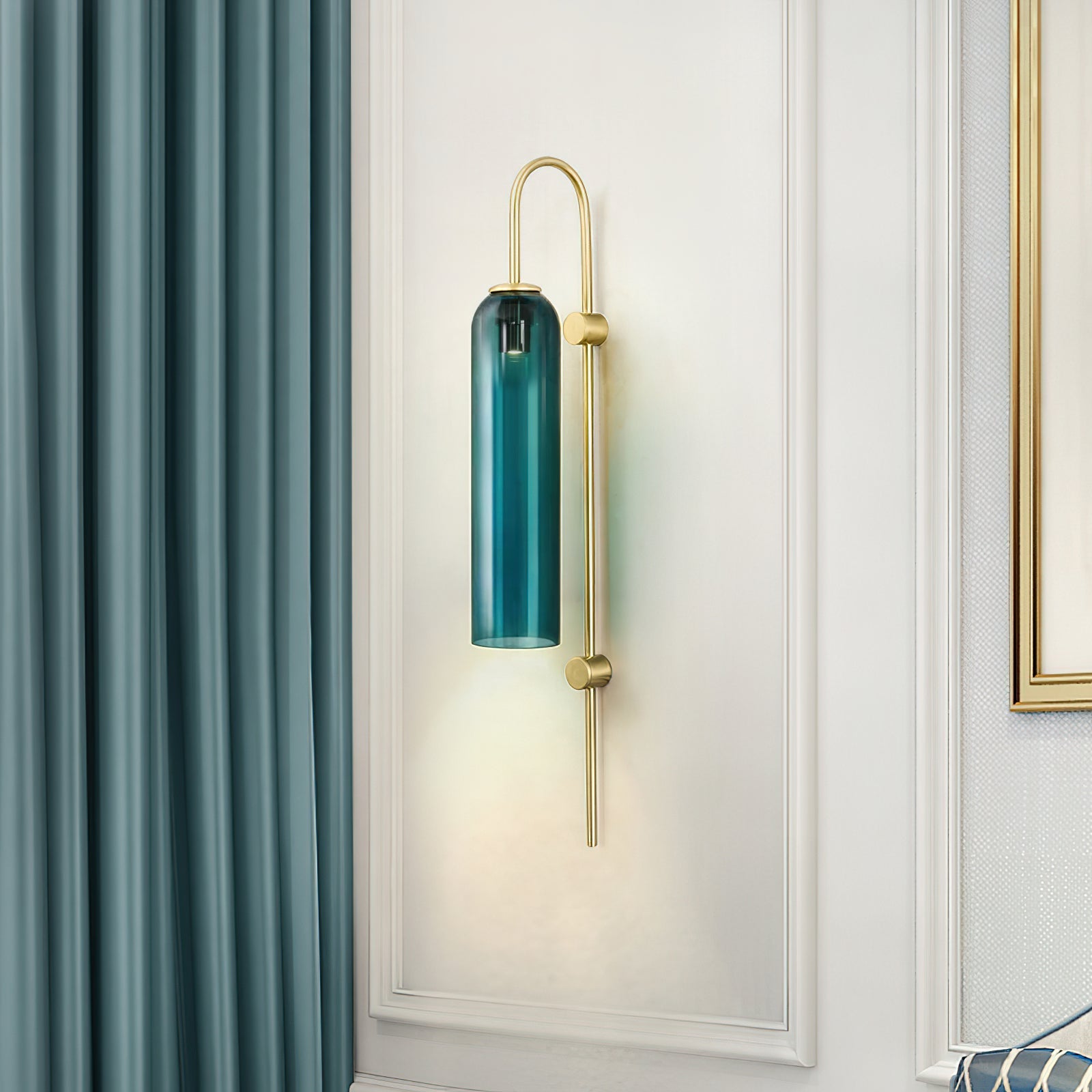 Contemporary Glass Wall Light - W 19cm x H 80cm Metal, Plug-In Wall Sconce, detail 4