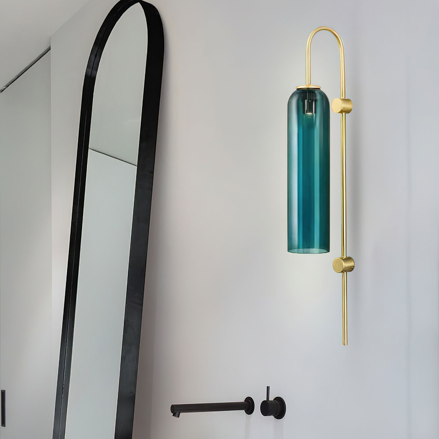 Contemporary Glass Wall Light - W 19cm x H 80cm Metal, Plug-In Wall Sconce, detail 9