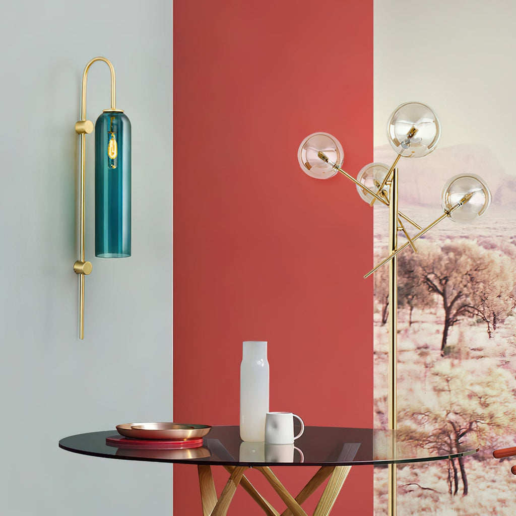 Contemporary Glass Wall Light - W 19cm x H 80cm Metal, Plug-In Wall Sconce, detail 26