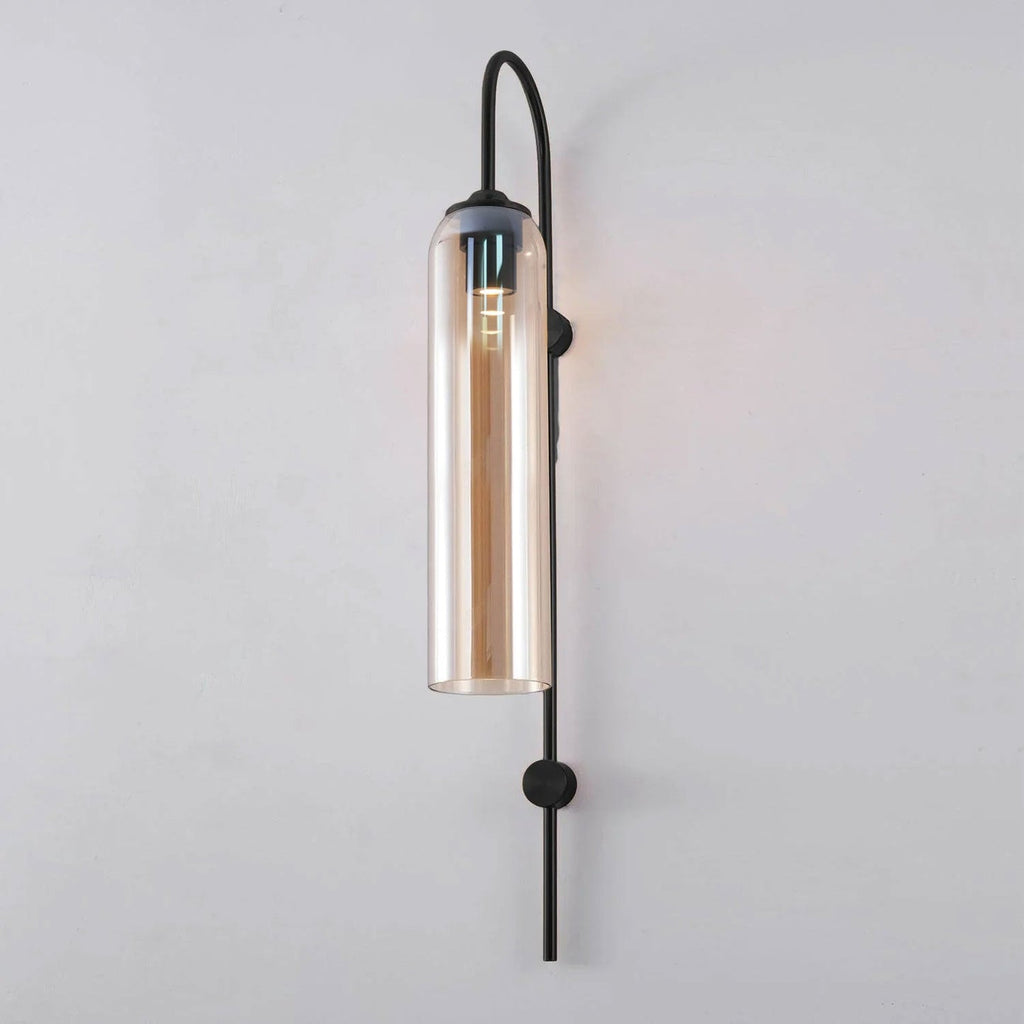 Contemporary Glass Wall Light - W 19cm x H 80cm Metal, Plug-In Wall Sconce, detail 62