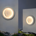 Creative Moon Shaped Waterproof LED 10W Contemporary Wall Light Exterior Decor, Wall Sconce, Concrete Structure, Dia 16in