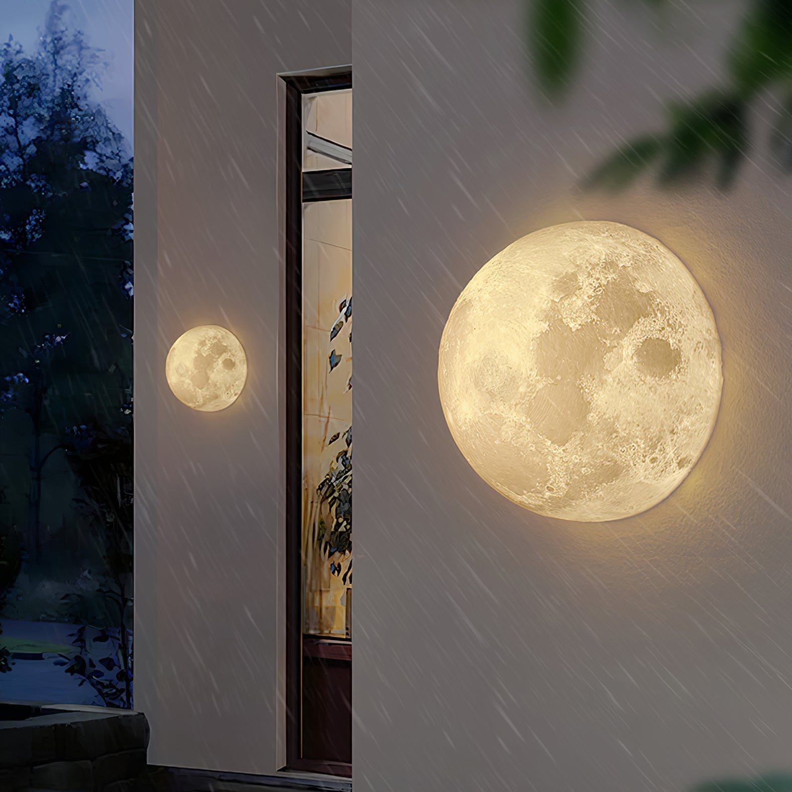 Moon 3D Wall Light - Dia 20cm x H 10cm 3D Printing PLA, Hardwired Wall Sconce, detail 35