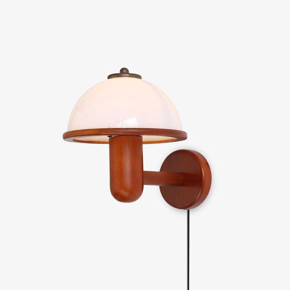 Mushroom Wood Wall Light, Plug-In Wall Sconce, detail 2