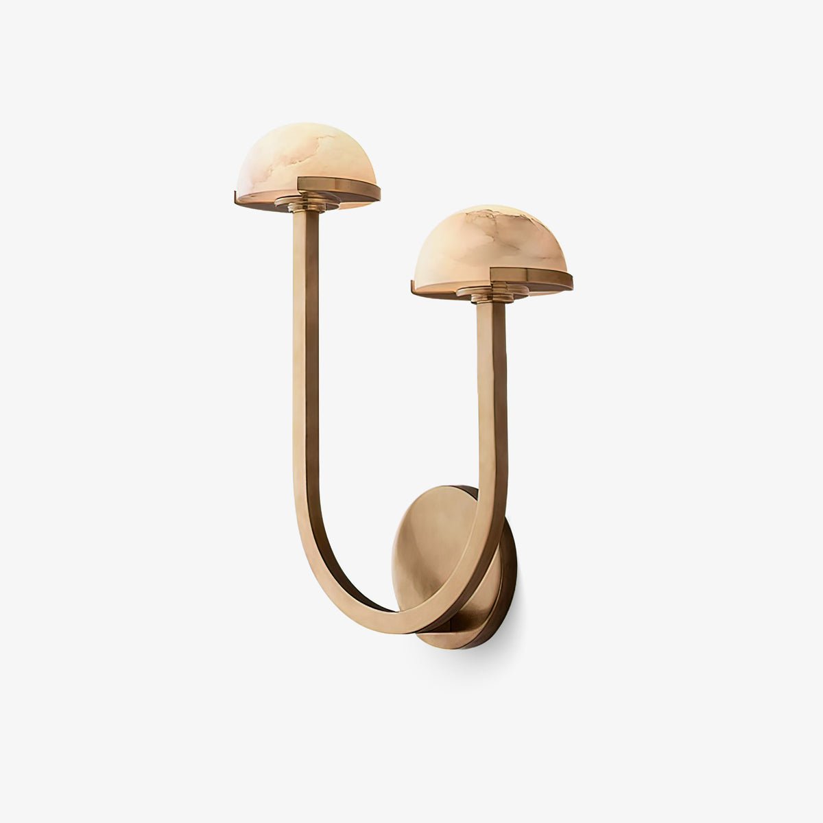 Mushroom Alabaster Wall Light, Hardwired Wall Sconce, Brass, Dia 31cm x H 38cm