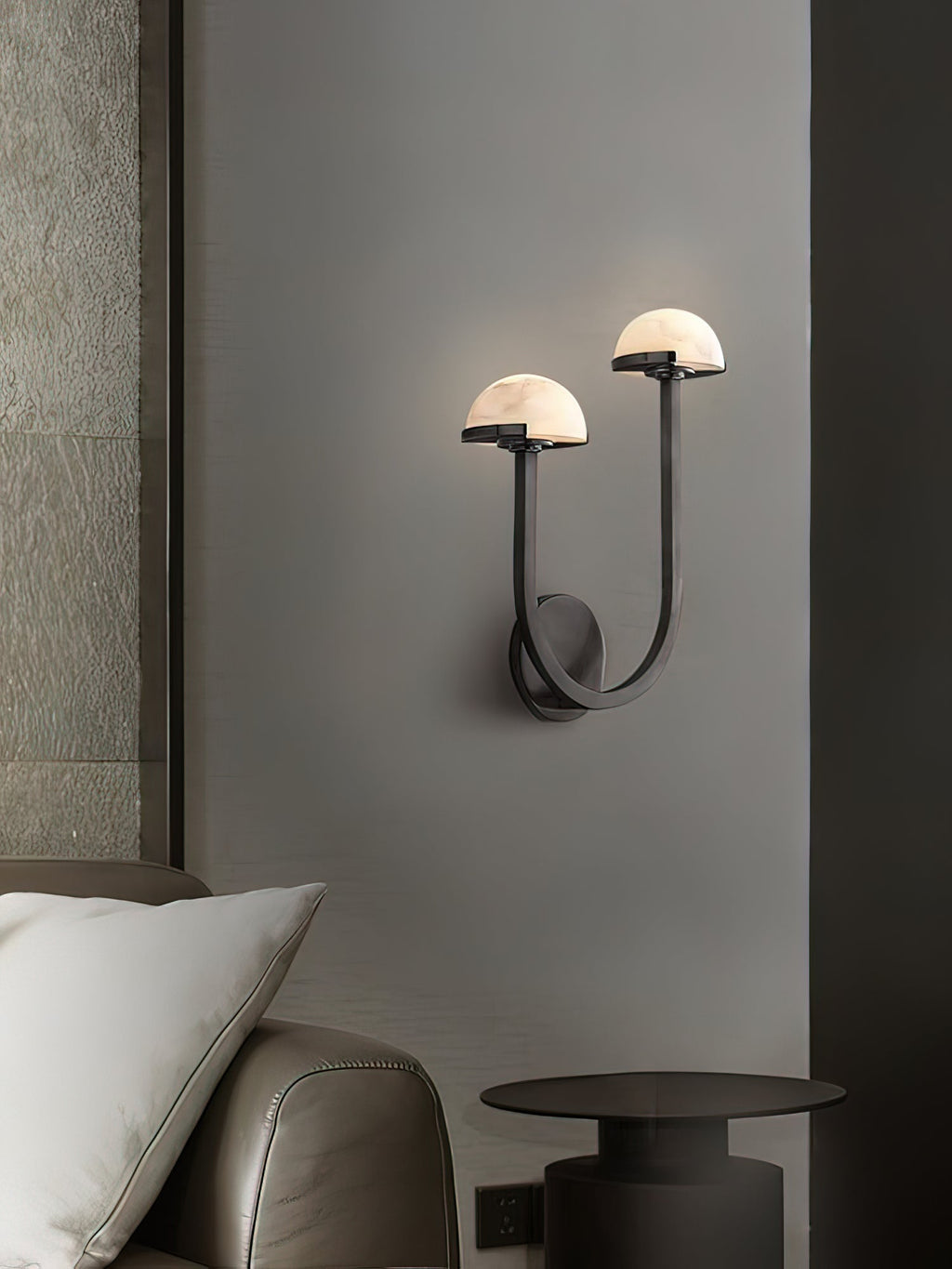 Mushroom Alabaster Wall Light, Hardwired Wall Sconce, detail 8