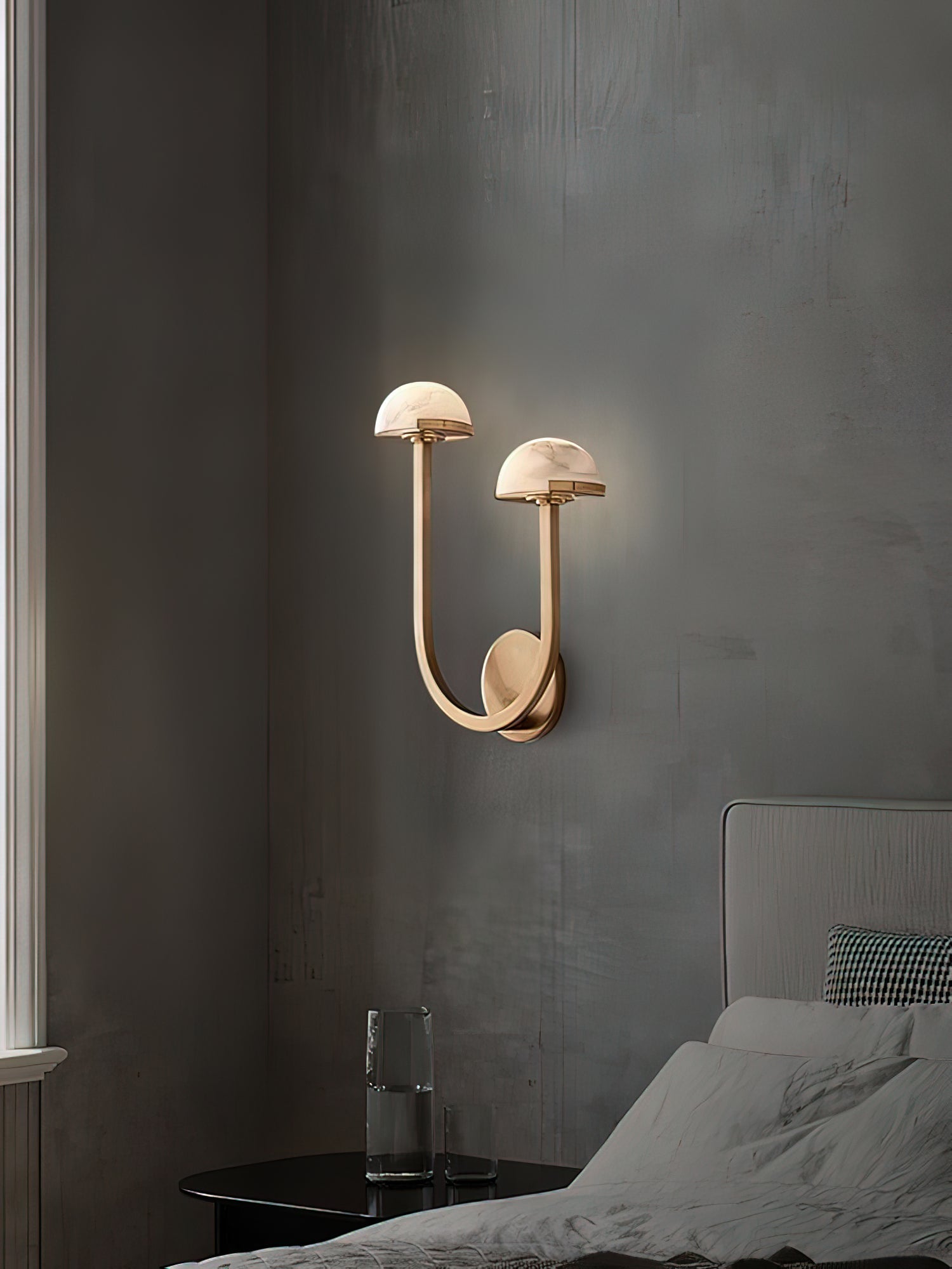 Mushroom Alabaster Wall Light, Hardwired Wall Sconce, detail 22