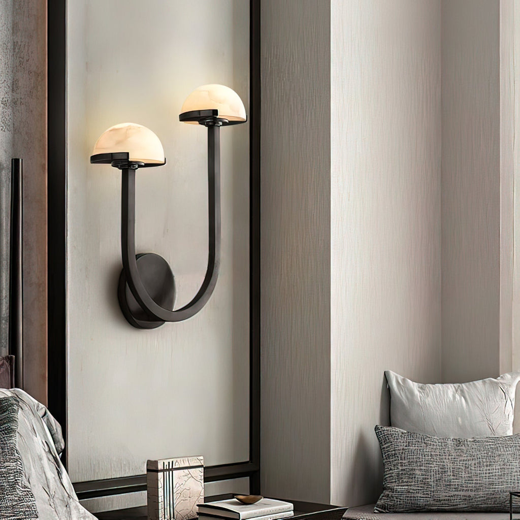 Mushroom Alabaster Wall Light, Hardwired Wall Sconce, detail 23