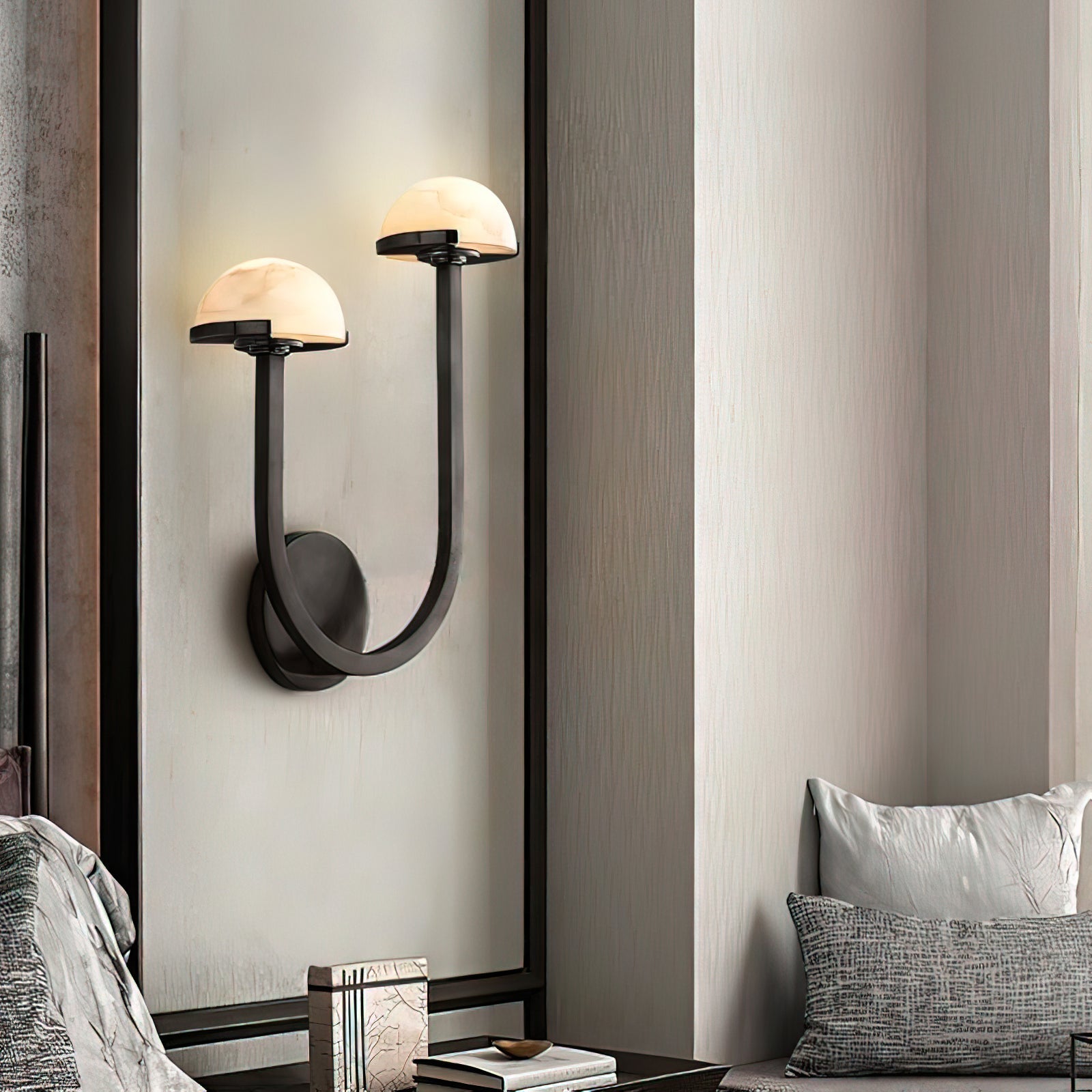 Mushroom Alabaster Wall Light, Hardwired Wall Sconce, detail 23