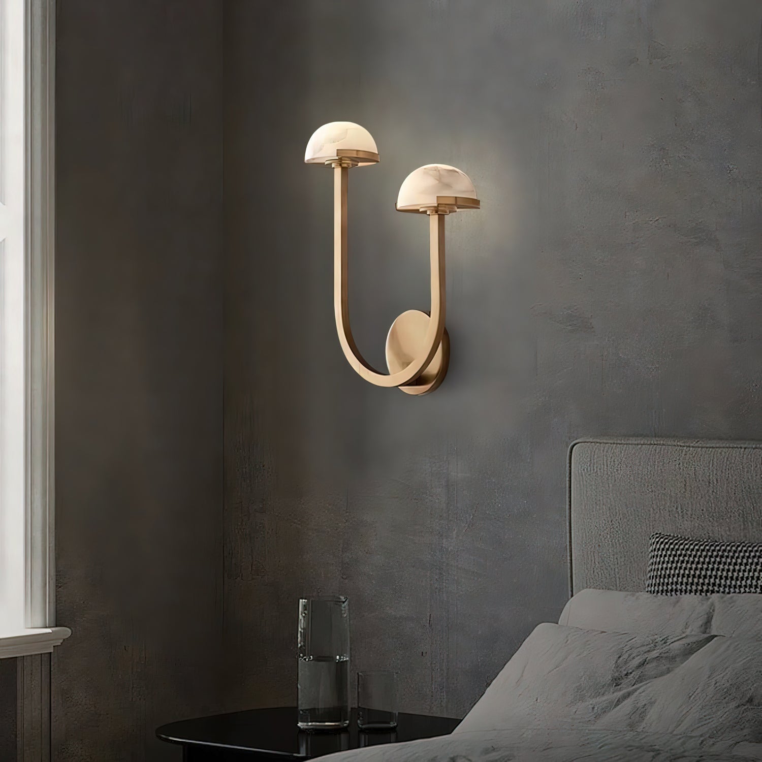Mushroom Alabaster Wall Light, Hardwired Wall Sconce, detail 7