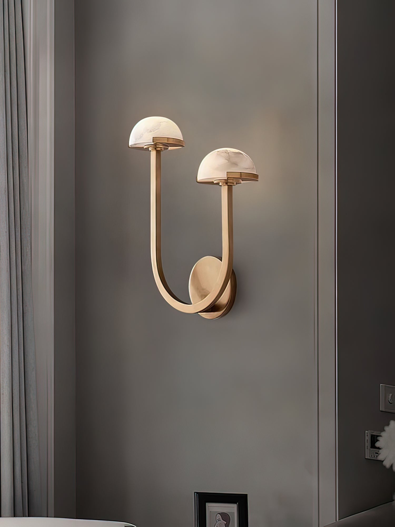 Mushroom Alabaster Wall Light, Hardwired Wall Sconce, detail 26