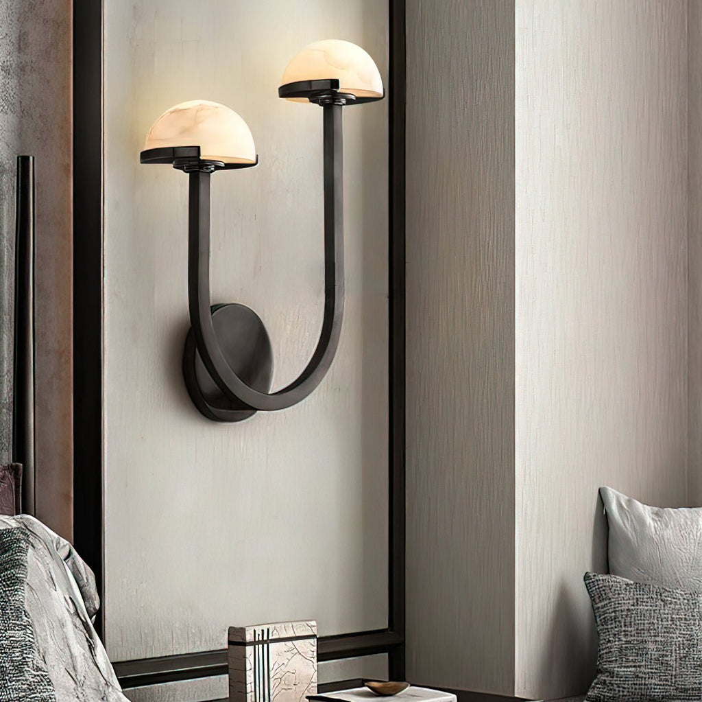 Mushroom Alabaster Wall Light, Hardwired Wall Sconce, detail 2