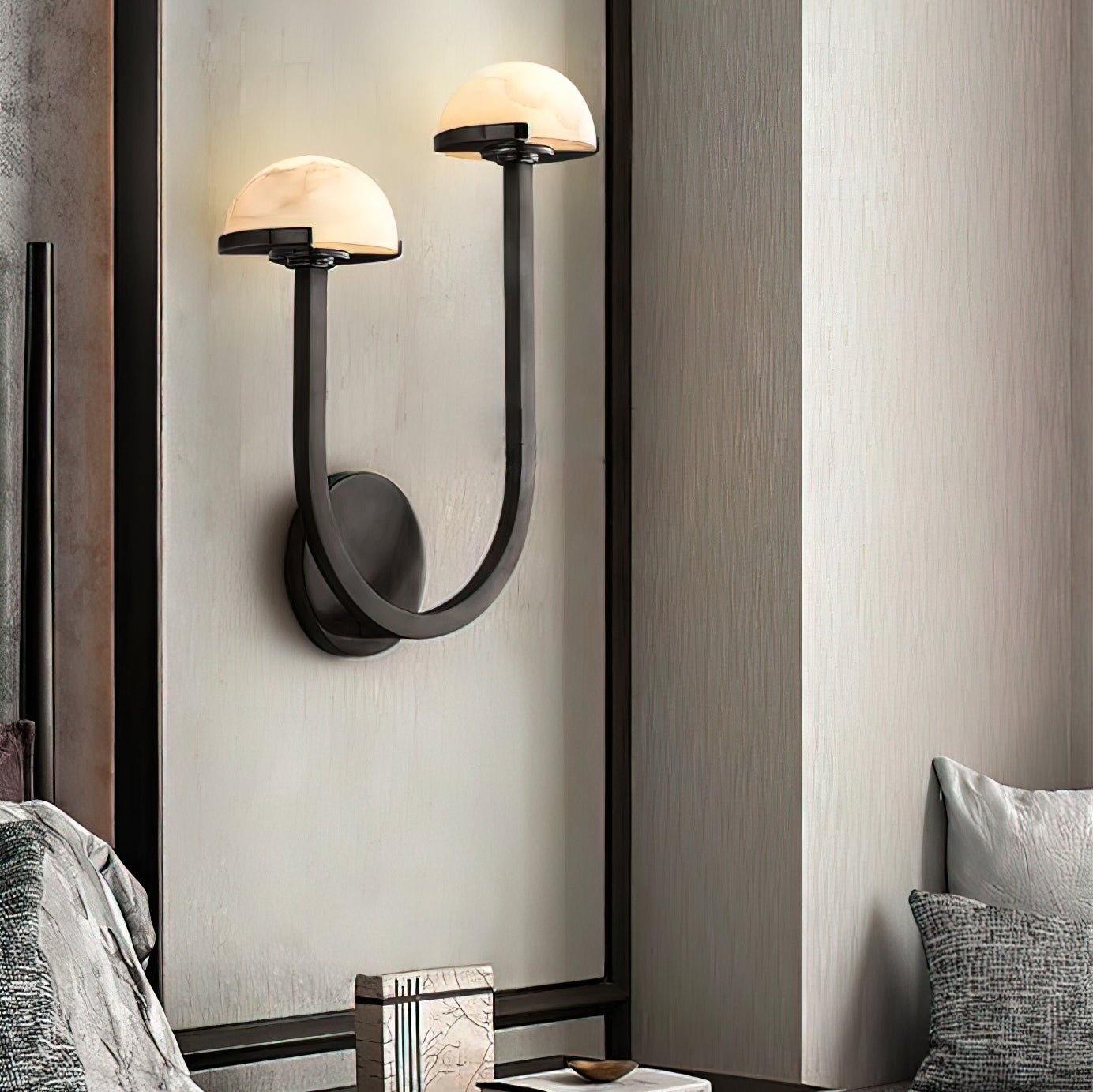 Mushroom Alabaster Wall Light, Hardwired Wall Sconce, detail 2
