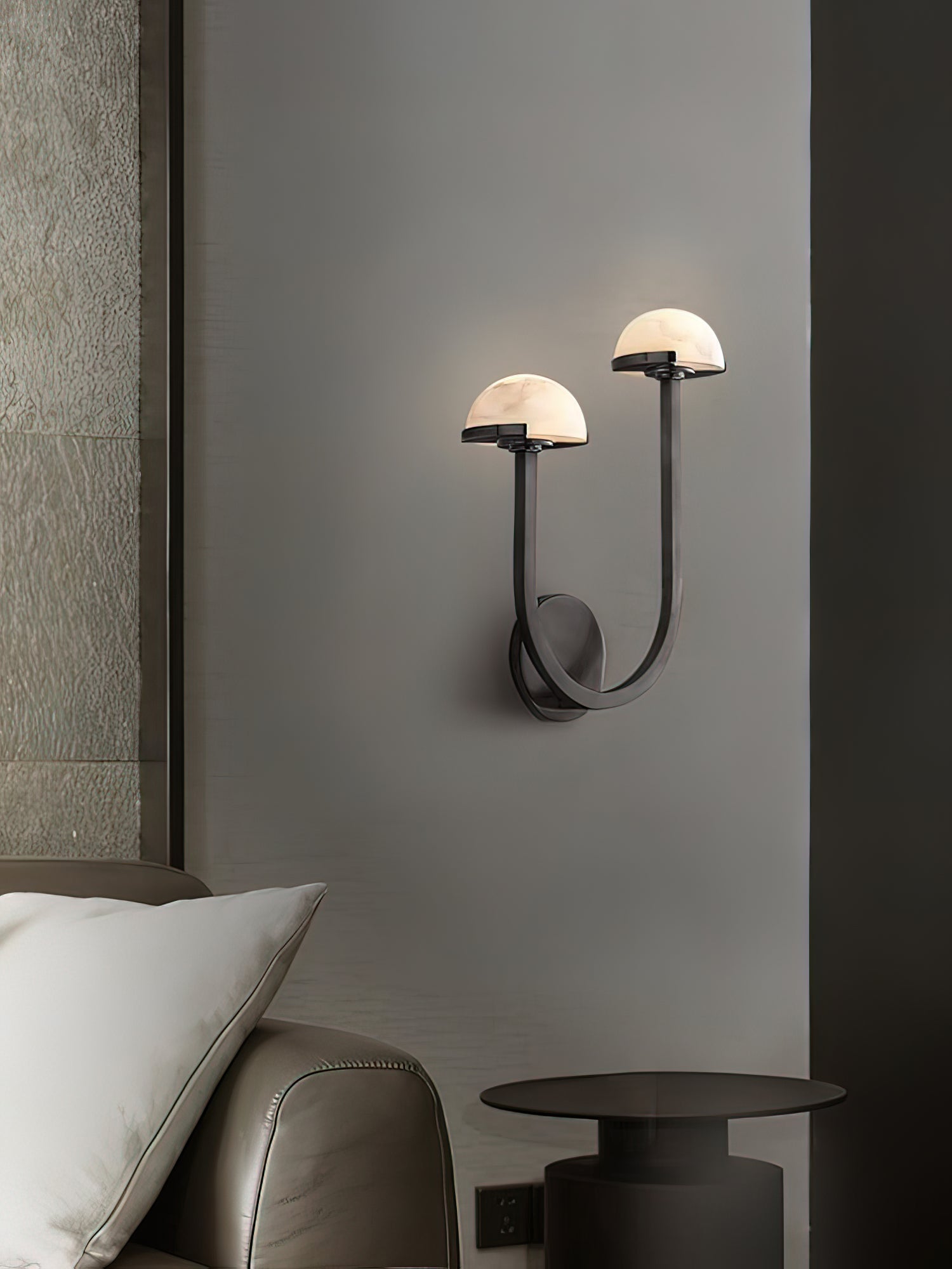 Mushroom Alabaster Wall Light, Hardwired Wall Sconce, detail 6
