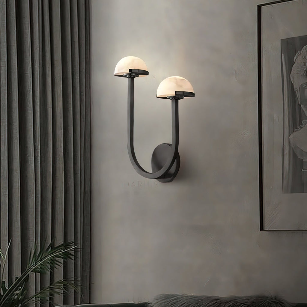 Mushroom Alabaster Wall Light, Hardwired Wall Sconce, detail 4