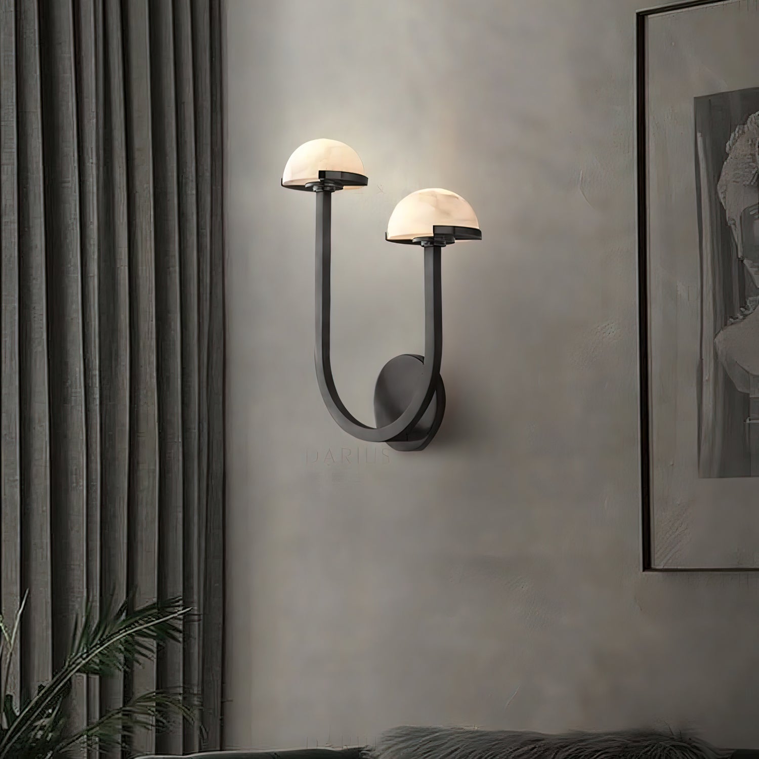 Mushroom Alabaster Wall Light, Hardwired Wall Sconce, detail 4