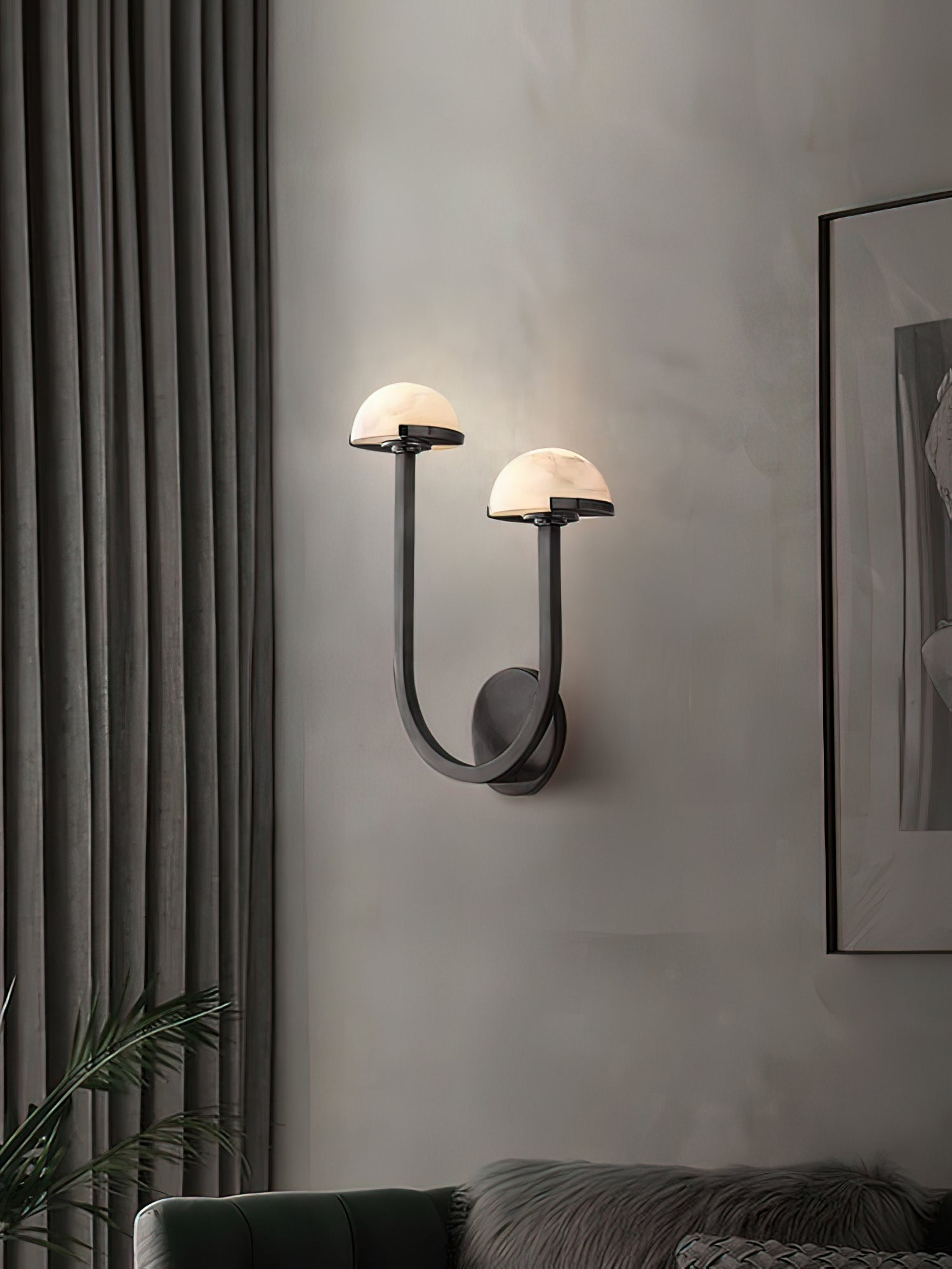Mushroom Alabaster Wall Light, Hardwired Wall Sconce, detail 15