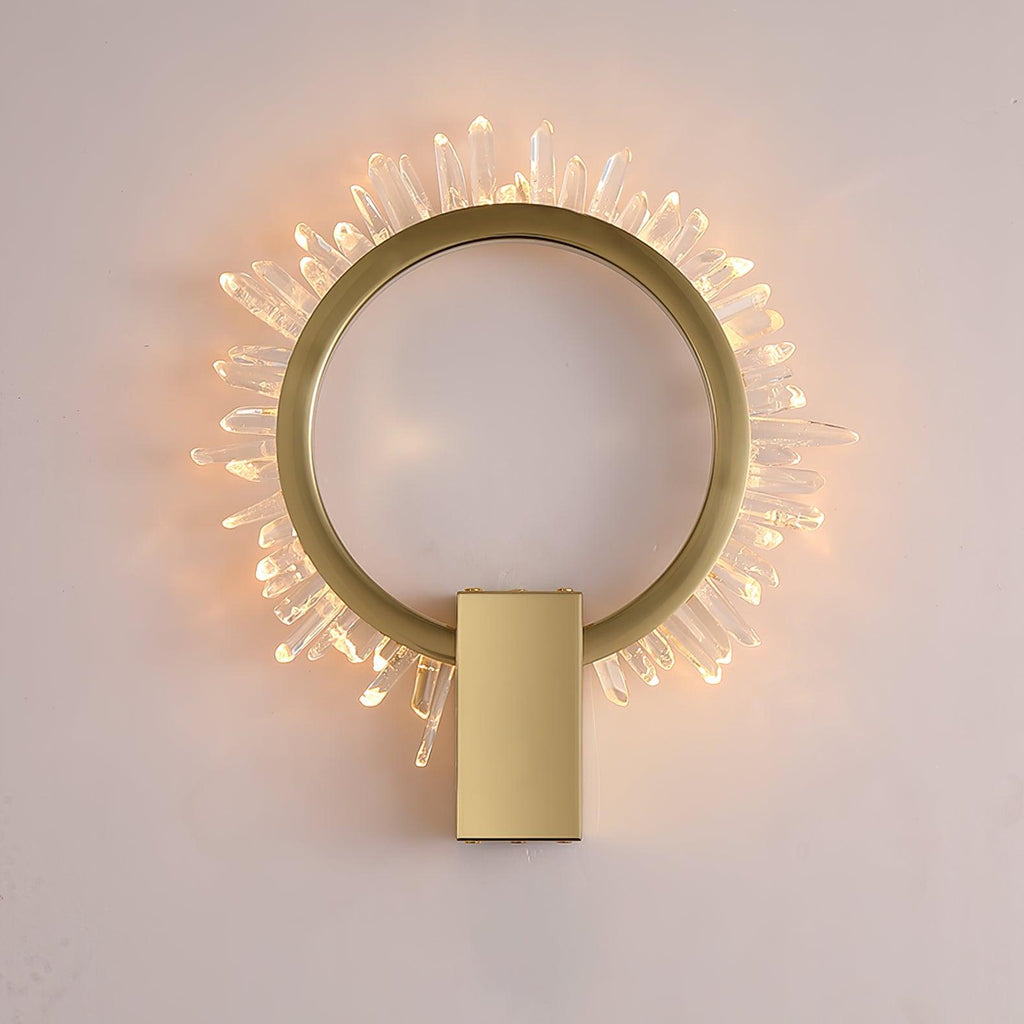 Natural Crystal Wall Light, Bedroom Wall Sconce, Stainless steel, Dia 25cm x H 32cm