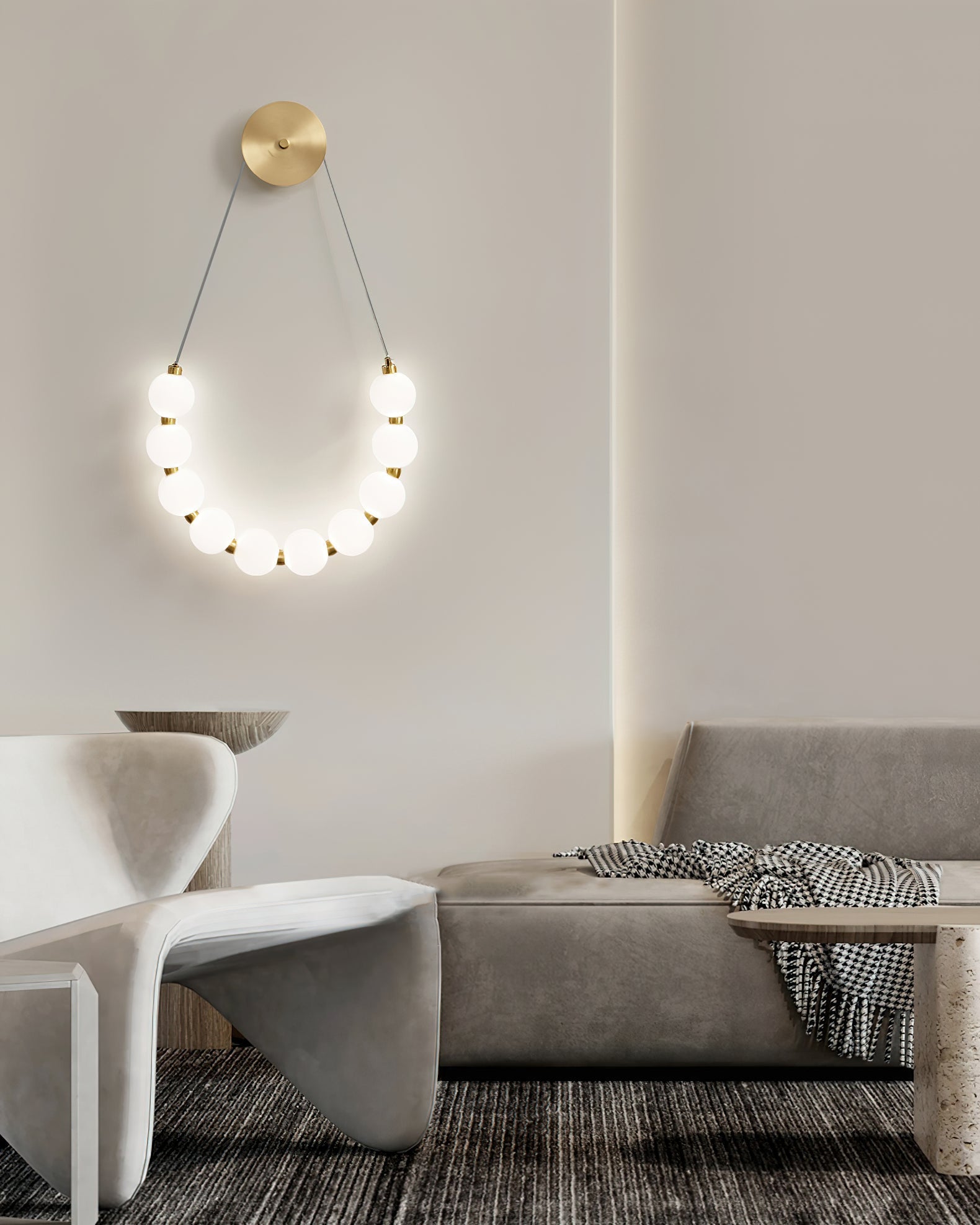 Necklace Loop Wall Light, Hardwired Wall Sconce, detail 10