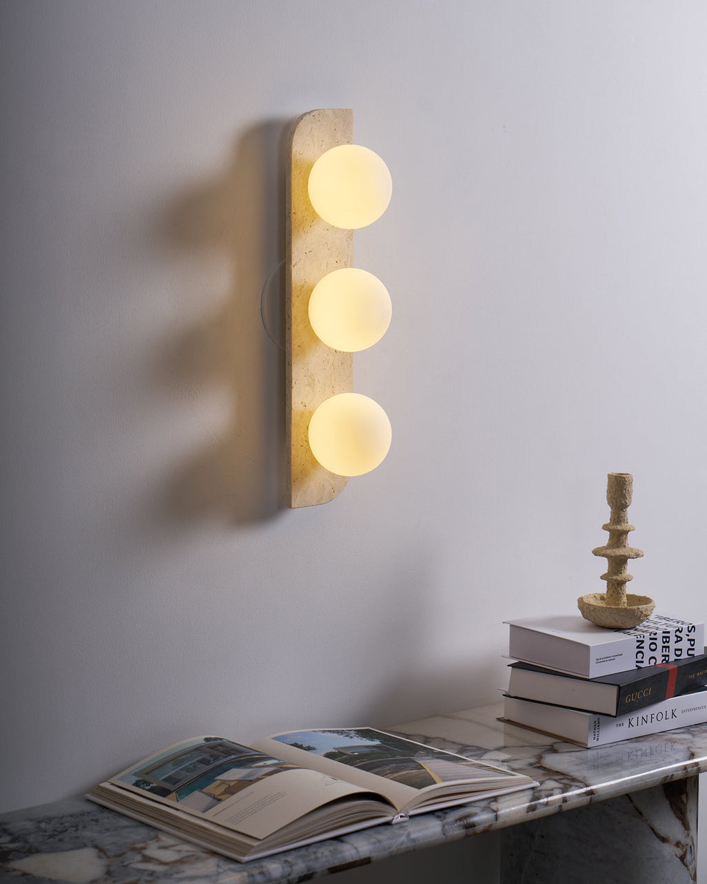 Elysian Travertine Wall Light, Hardwired Wall Sconce, detail 62