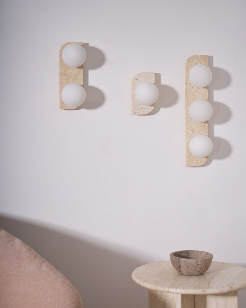 Elysian Travertine Wall Light, Hardwired Wall Sconce, detail 64