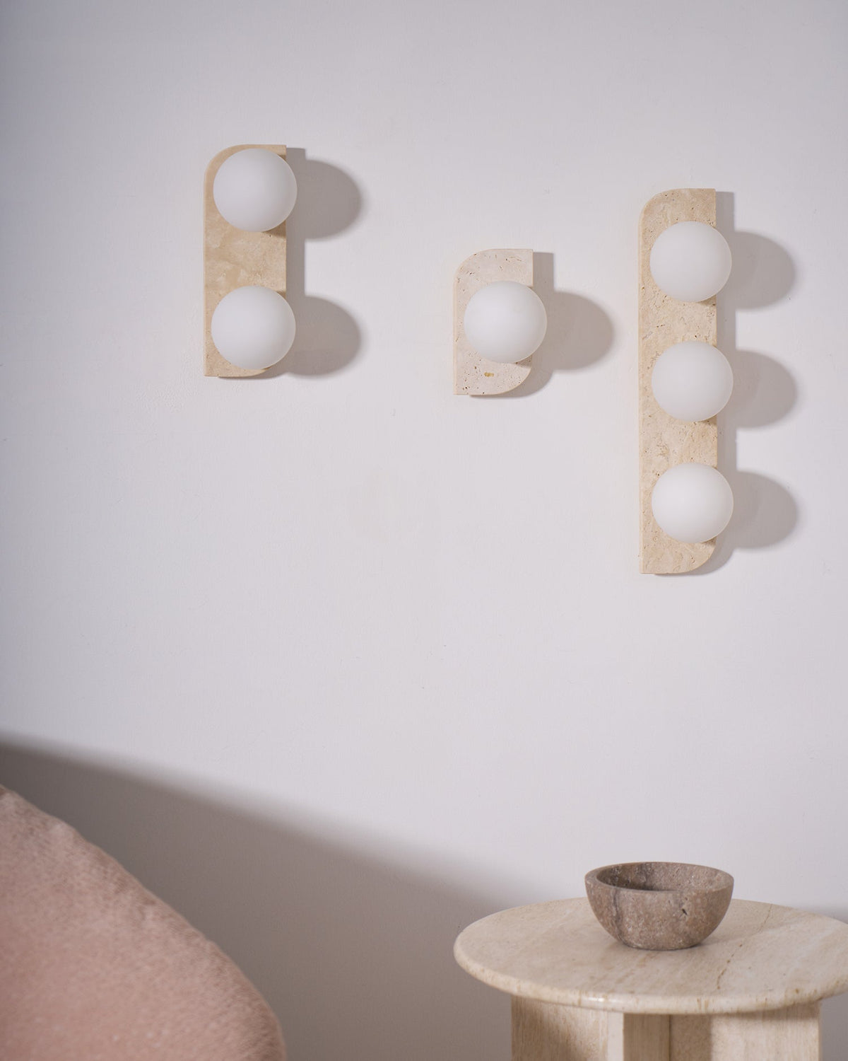 Elysian Travertine Wall Light, Hardwired Wall Sconce, detail 64