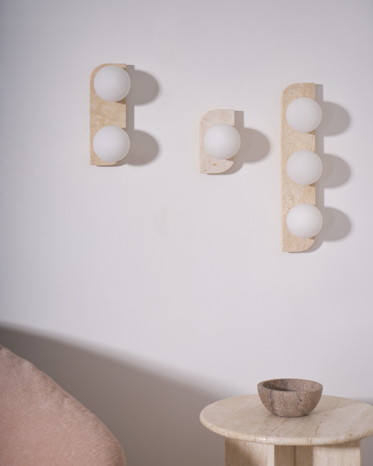 Elysian Travertine Wall Light, Hardwired Wall Sconce, detail 64