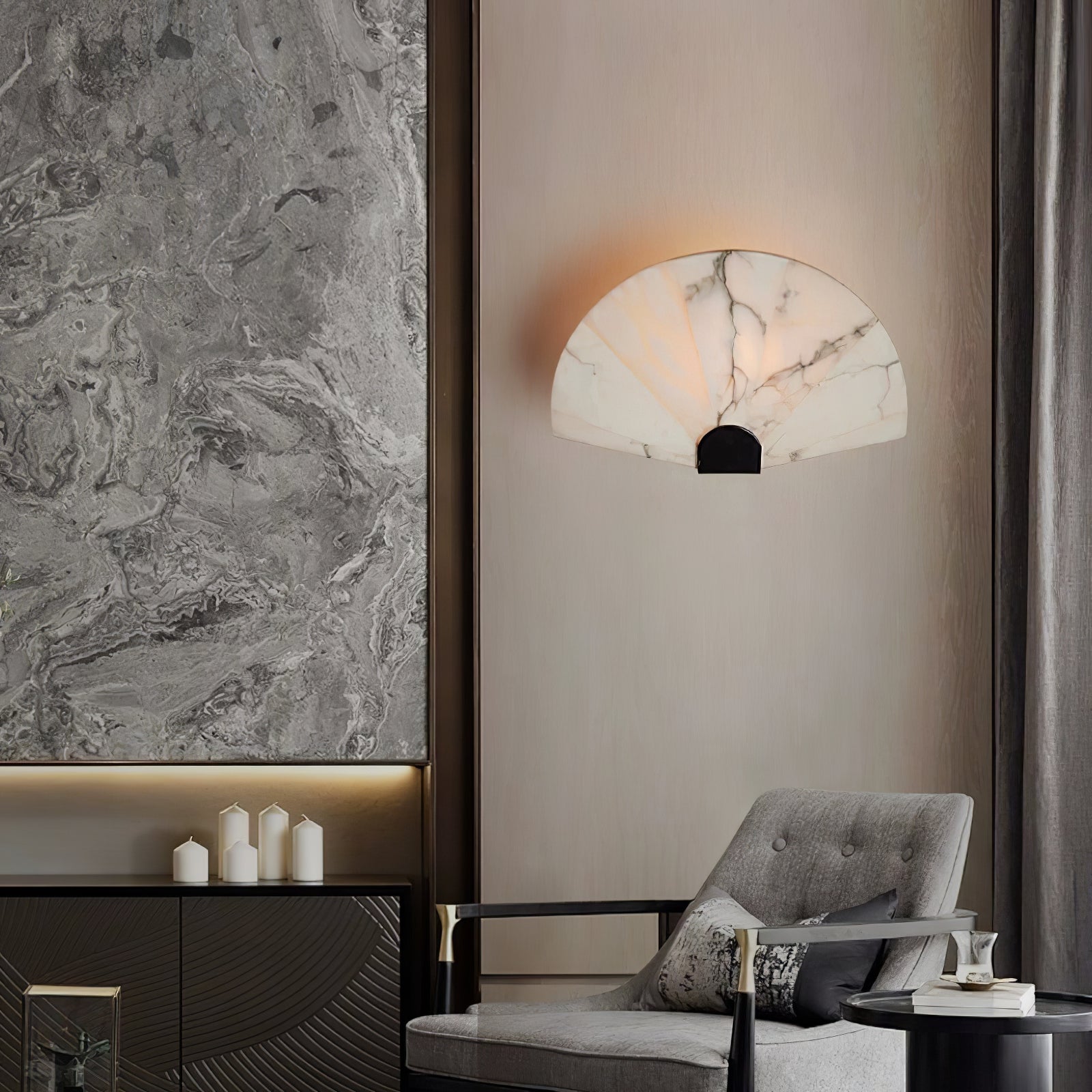 Nevora Alabaster Wall Light, Hardwired Wall Sconce, detail 4
