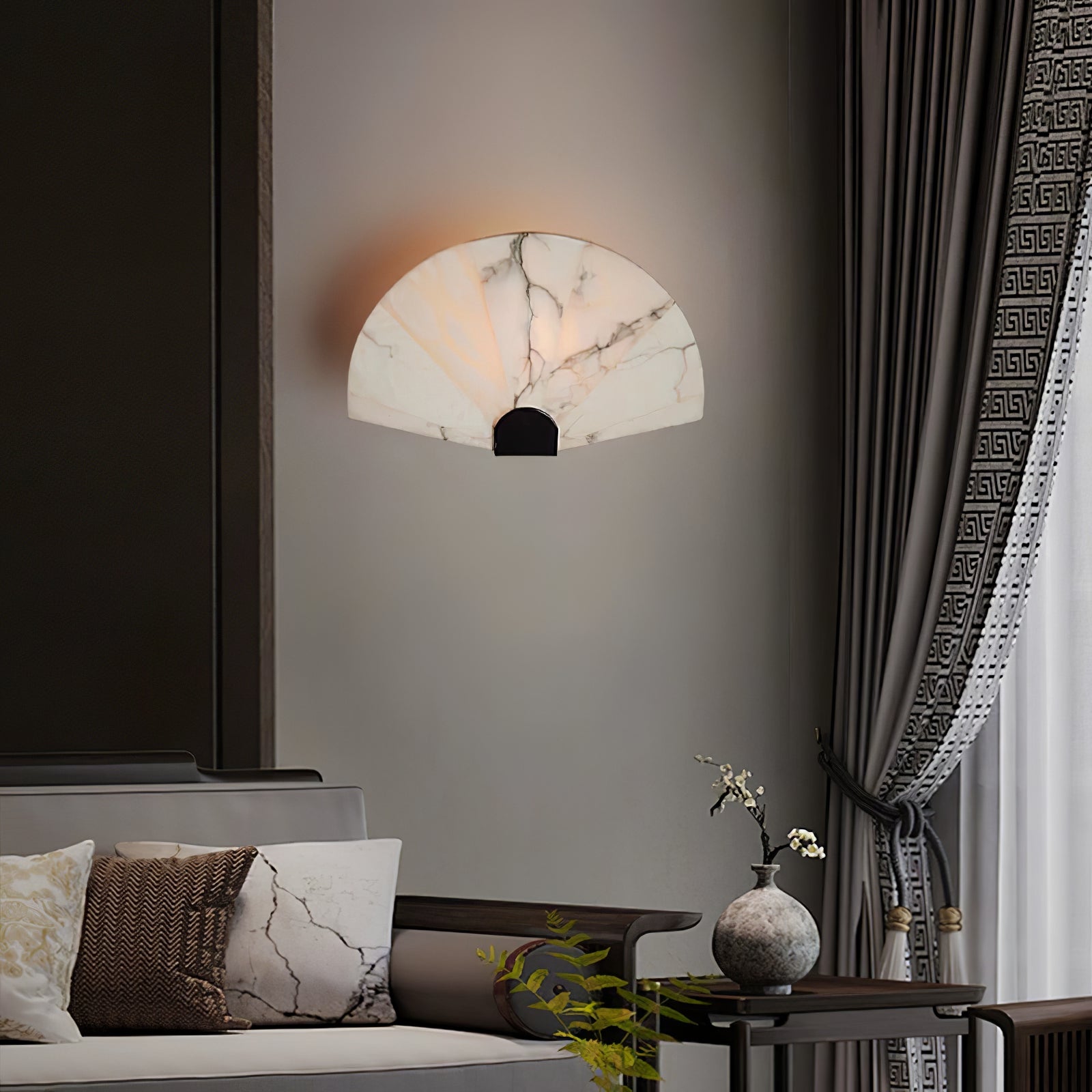 Nevora Alabaster Wall Light, Hardwired Wall Sconce, detail 3