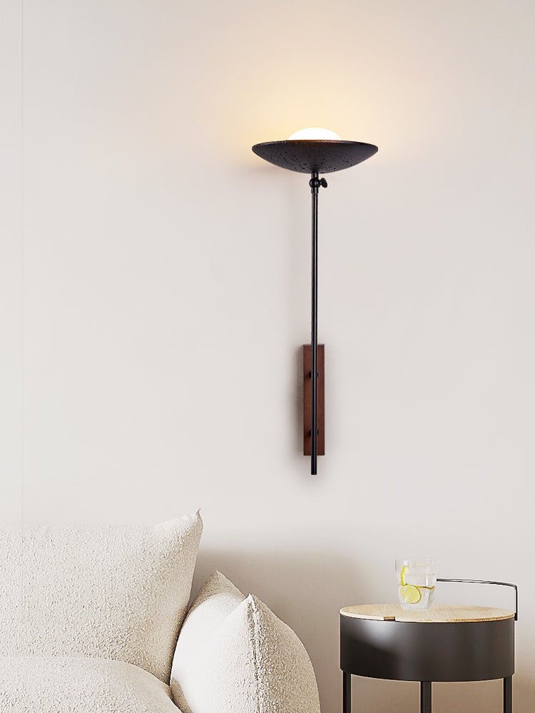 Noctara Black Travertine Wall Light, Hardwired Wall Sconce, detail 10