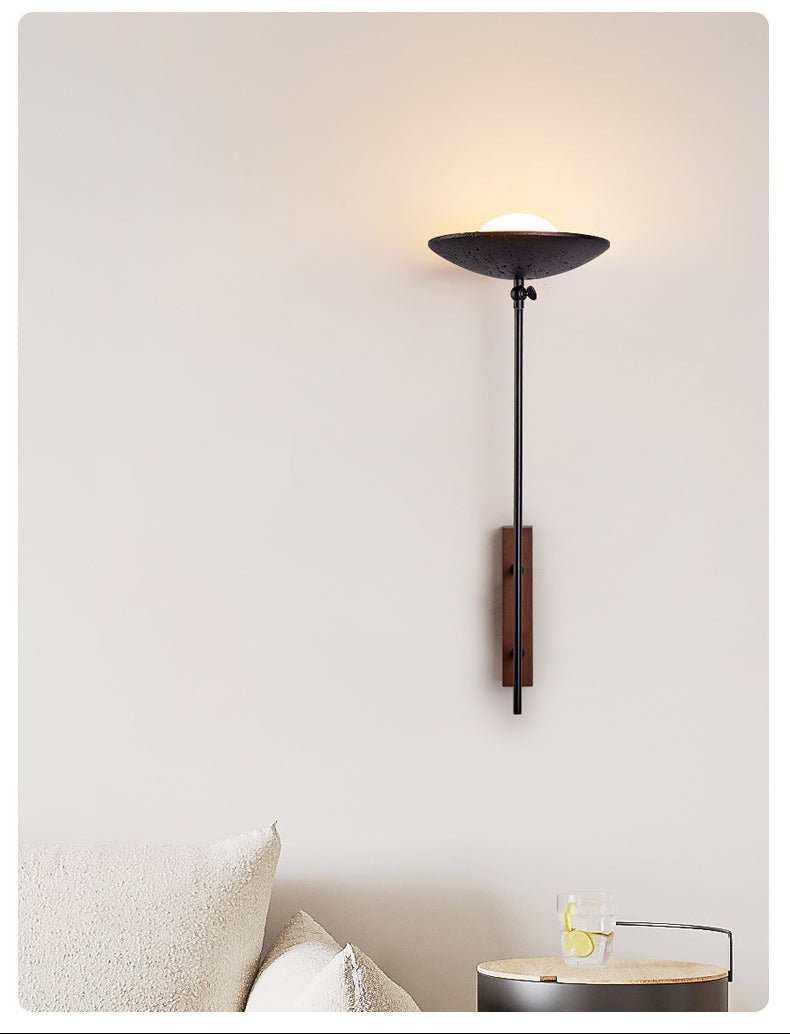 Noctara Black Travertine Wall Light, Hardwired Wall Sconce, detail 4