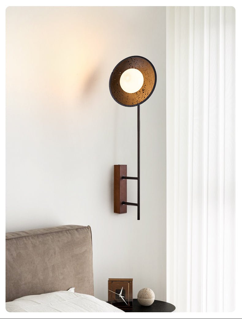Noctara Black Travertine Wall Light, Hardwired Wall Sconce, detail 5