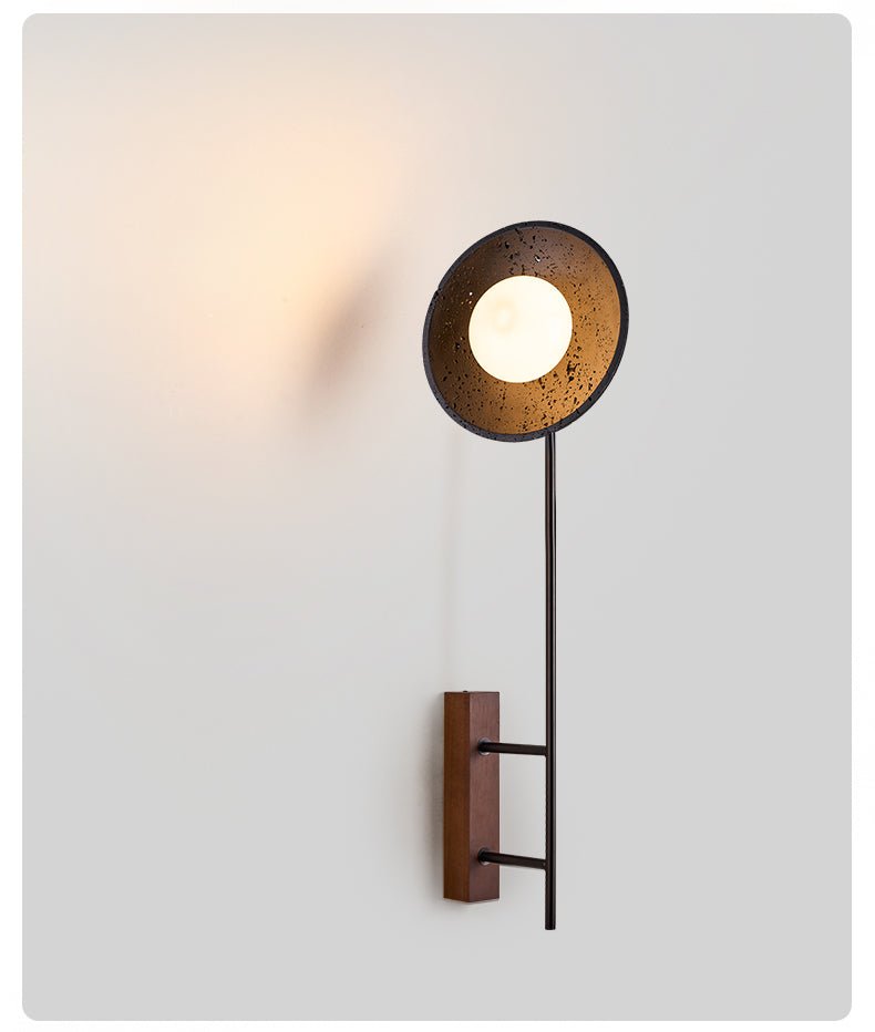 Noctara Black Travertine Wall Light, Hardwired Wall Sconce, detail 7