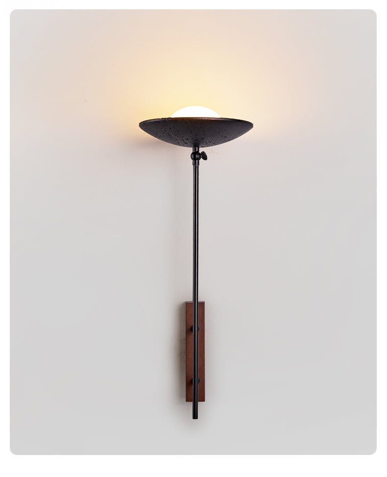 Noctara Black Travertine Wall Light, Hardwired Wall Sconce, detail 8