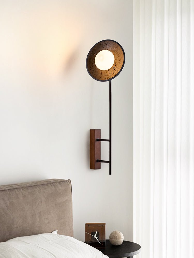 Noctara Black Travertine Wall Light, Hardwired Wall Sconce, detail 13