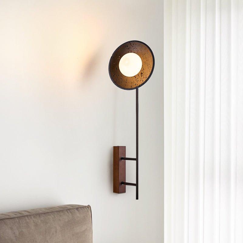 Noctara Black Travertine Wall Light, Hardwired Wall Sconce, detail 2