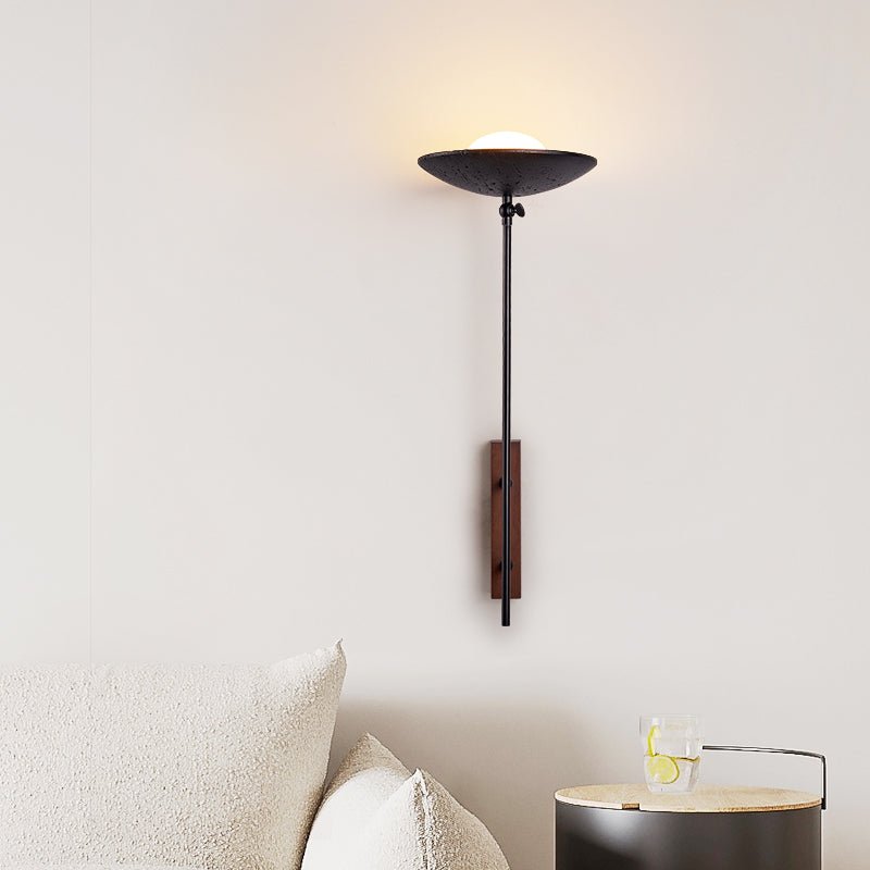 Noctara Black Travertine Wall Light, Hardwired Wall Sconce, detail 3