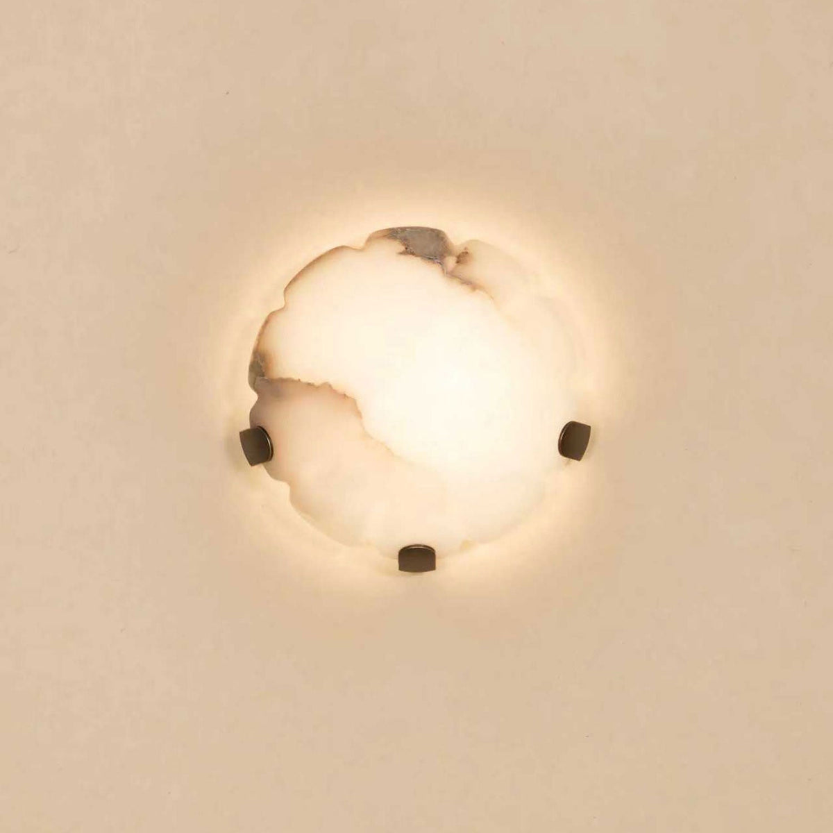 Noema Alabaster Wall Light, Hardwired Wall Sconce, Metal, Dia 19cm x Depth 8.5cm