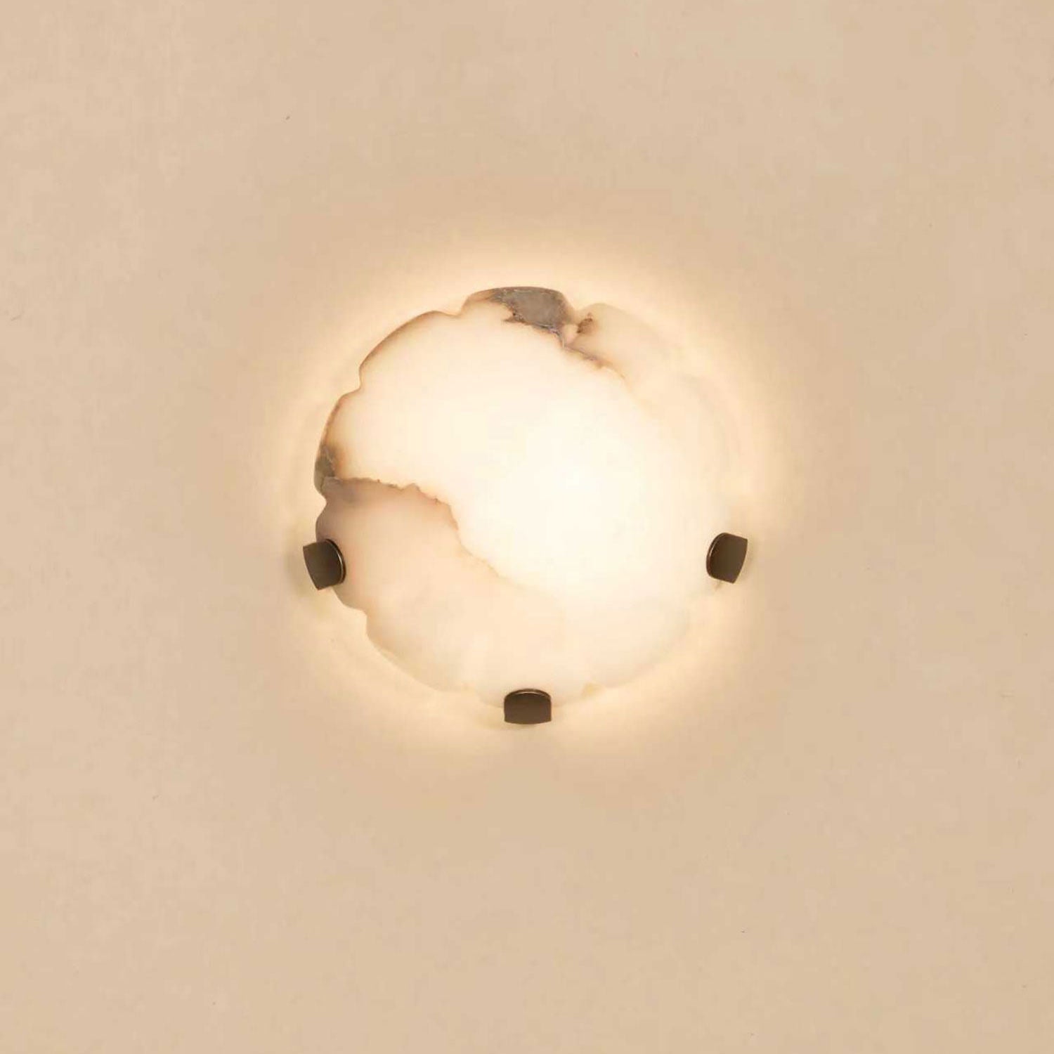 Noema Alabaster Wall Light, Hardwired Wall Sconce, Metal, Dia 19cm x Depth 8.5cm