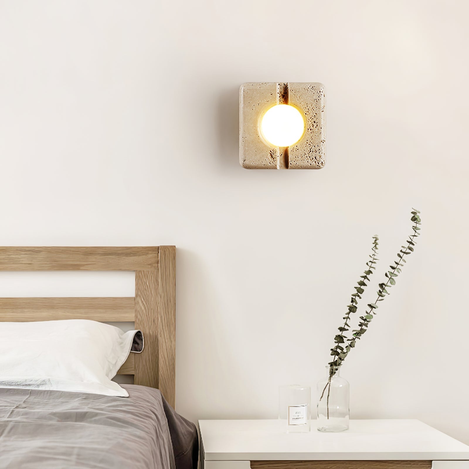 Nora Travertine Wall Light, Hardwired Wall Sconce, detail 4