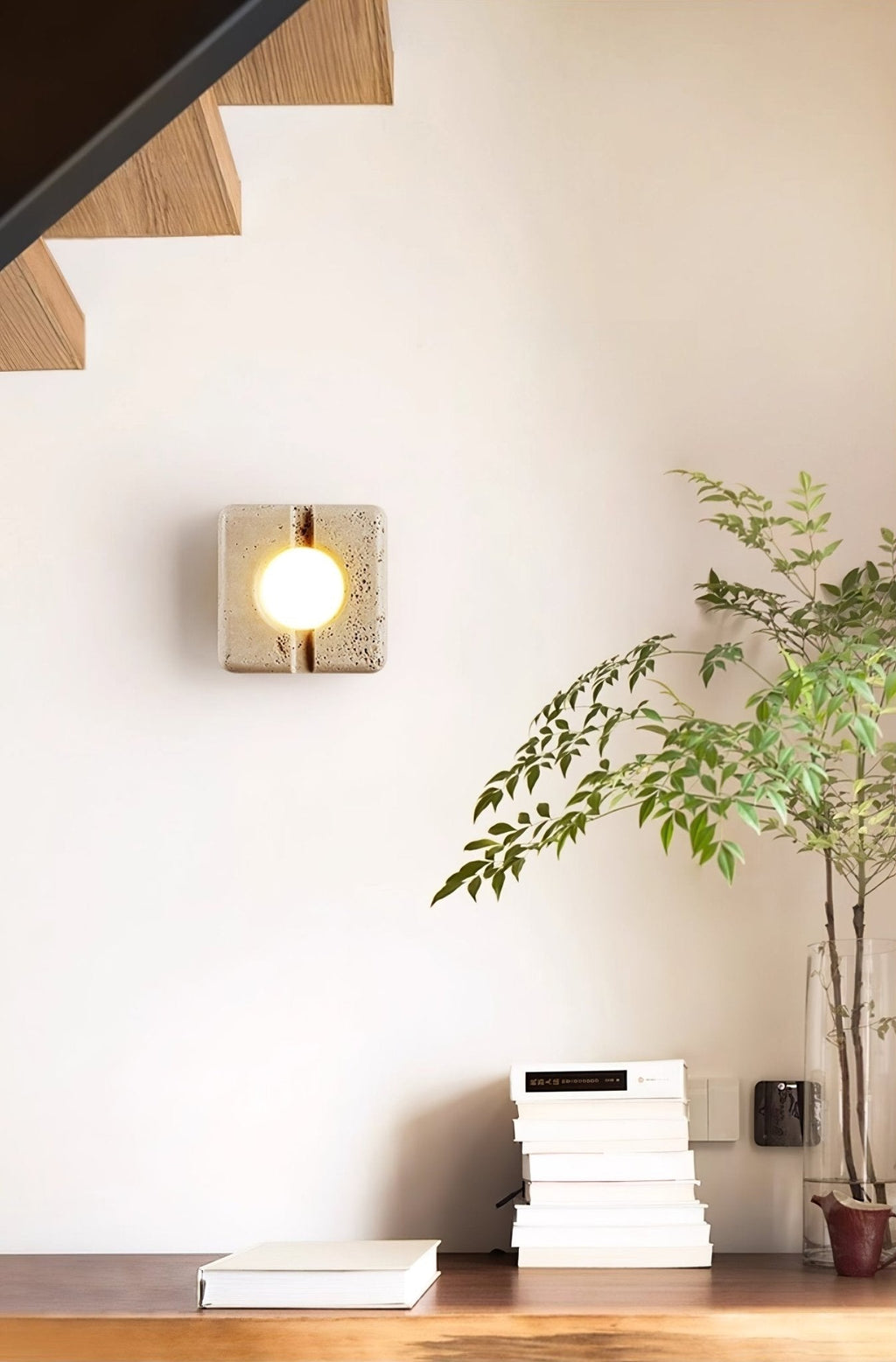 Nora Travertine Wall Light, Hardwired Wall Sconce, detail 6