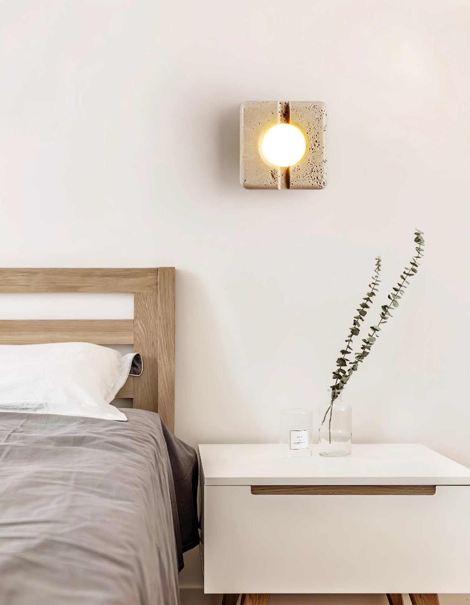 Nora Travertine Wall Light, Hardwired Wall Sconce, detail 8