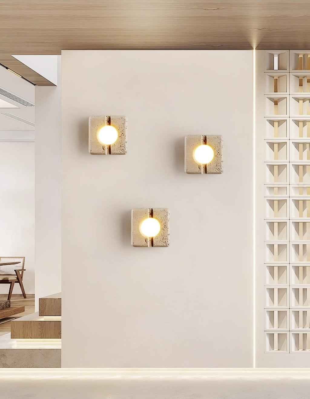 Nora Travertine Wall Light, Hardwired Wall Sconce, detail 9