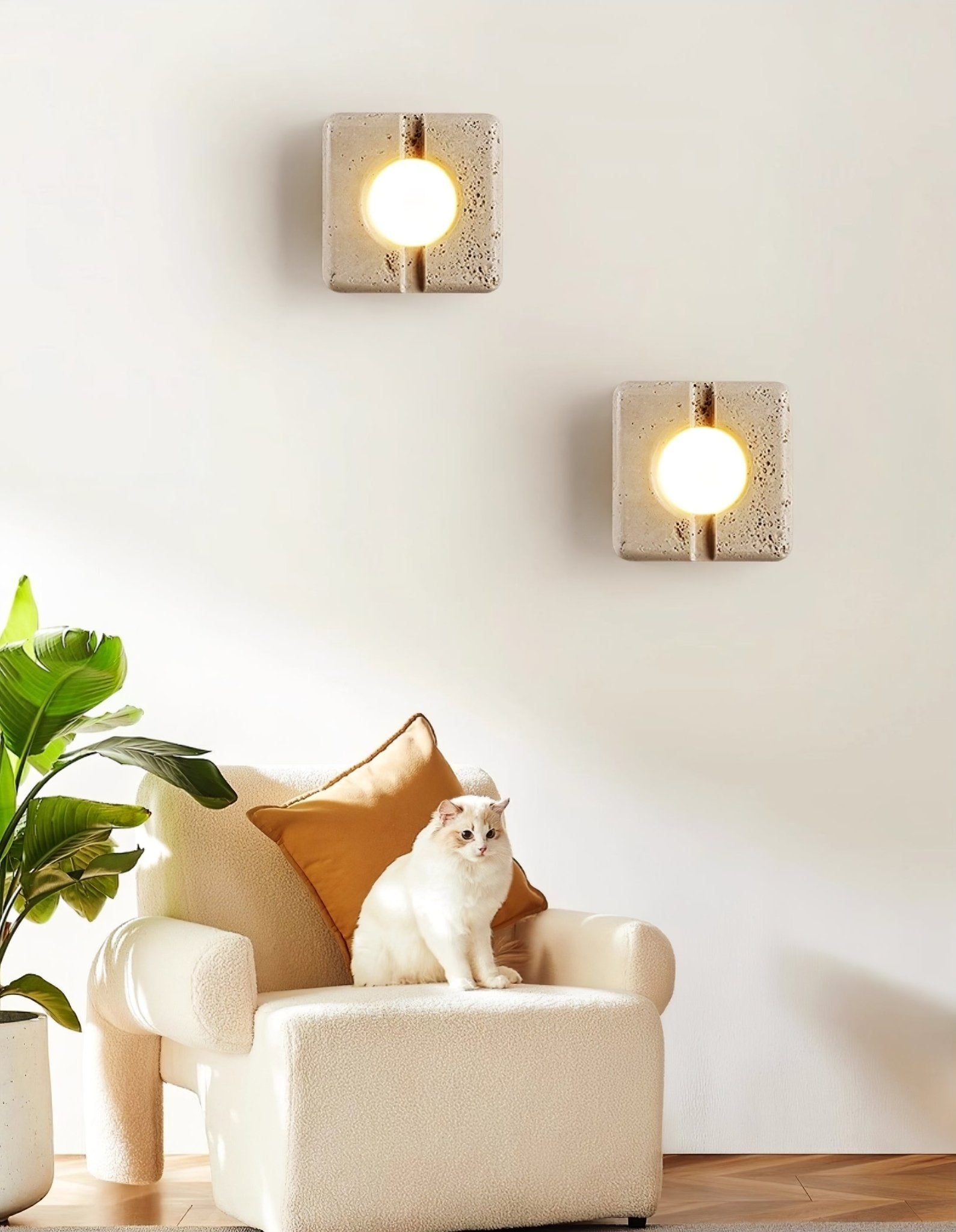 Nora Travertine Wall Light, Hardwired Wall Sconce, detail 10