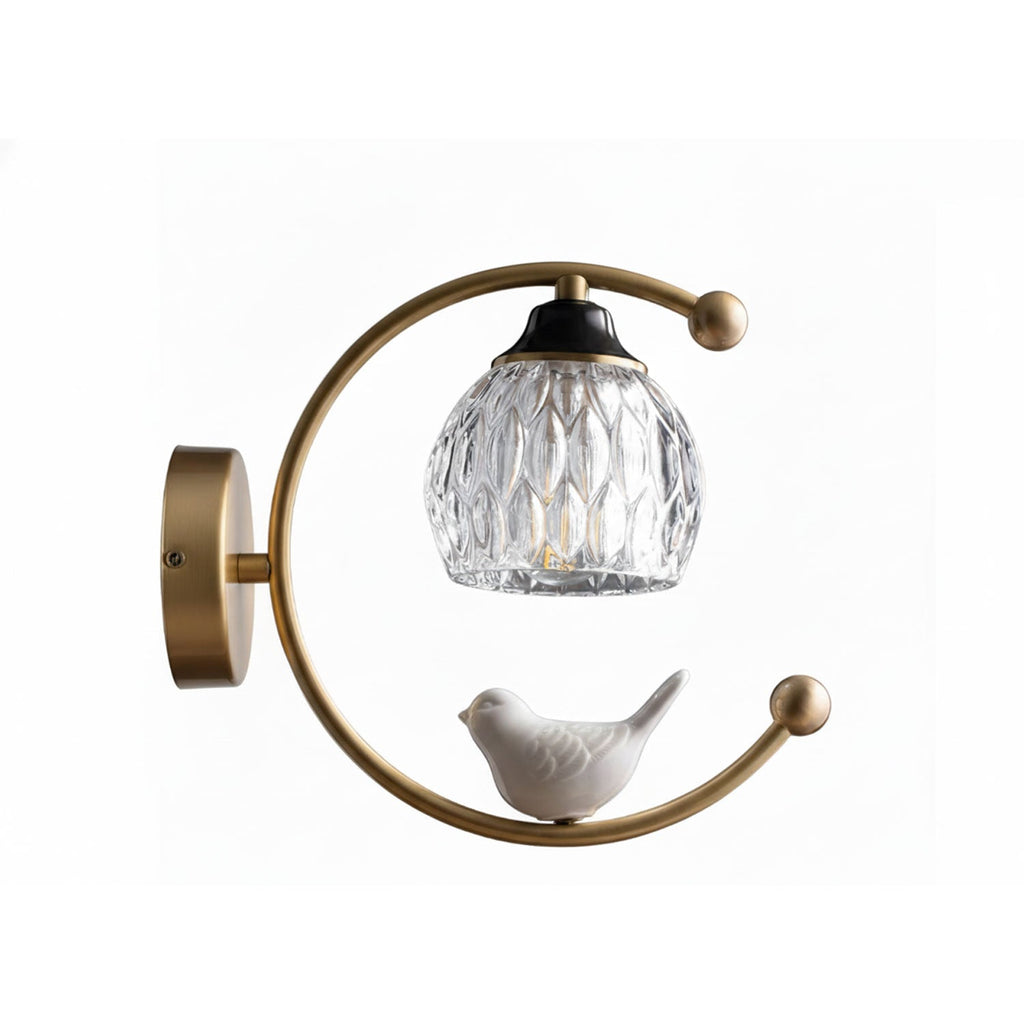 Nuvia Bird Wall Light, Hardwired Wall Sconce, Brass, Dia 23cm x H 27cm
