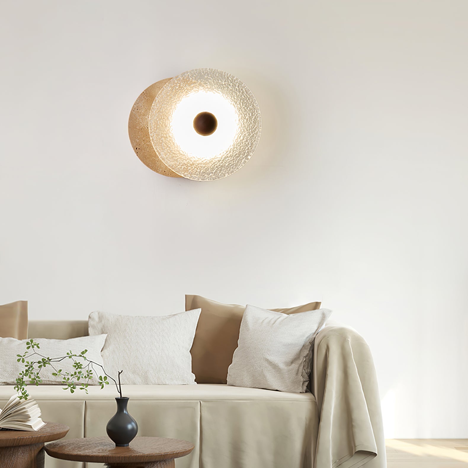 Aurora Travertine Wall Light, Hardwired Wall Sconce, detail 16