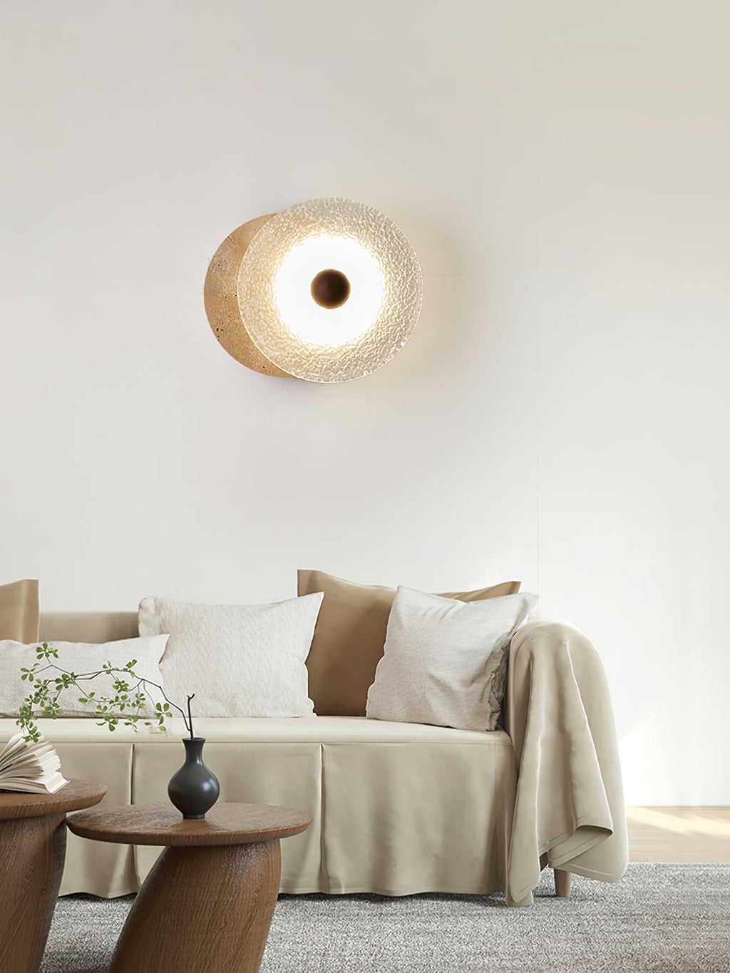 Aurora Travertine Wall Light, Hardwired Wall Sconce, detail 4