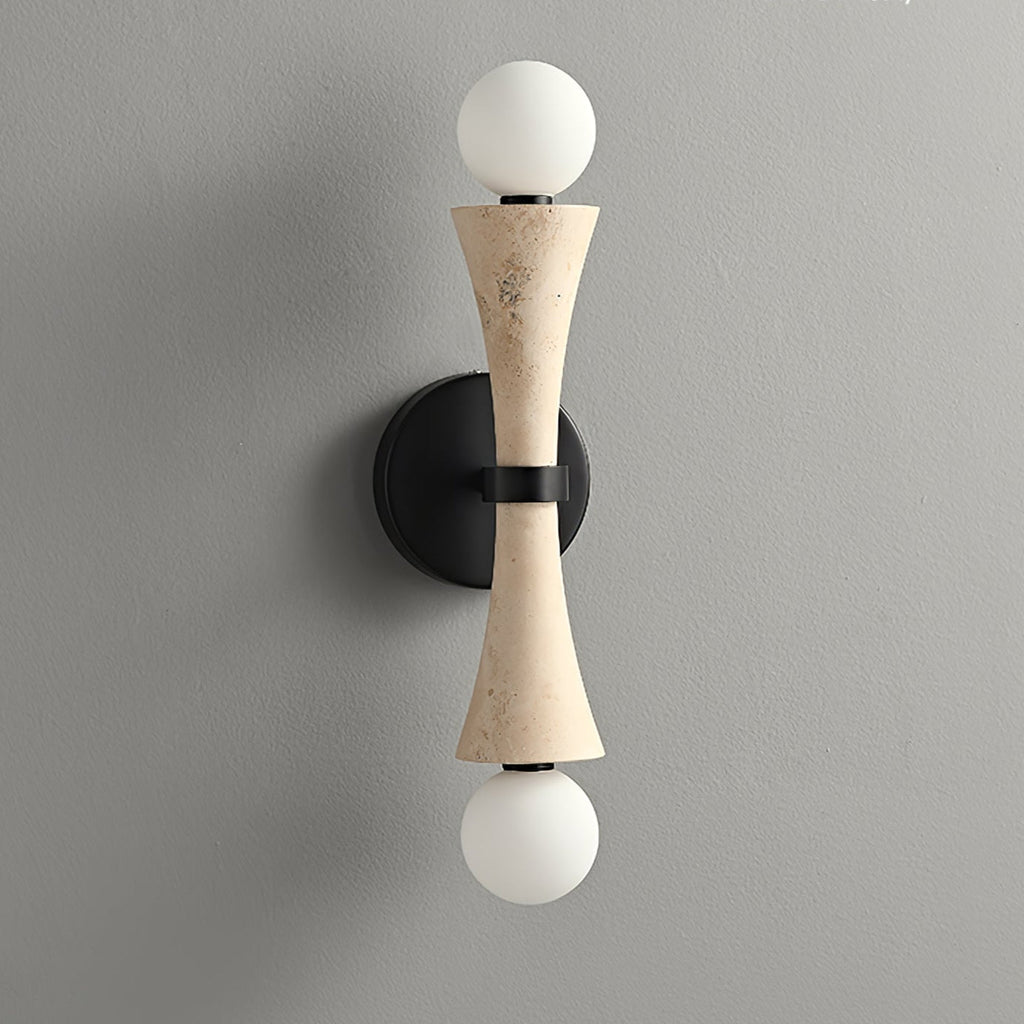 Obel Wall Light, Hardwired Wall Sconce, Yellow Travertine, Depth 14cm x H 44cm